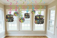 Neon Birthday Rock Swirl Decoration- 12pc