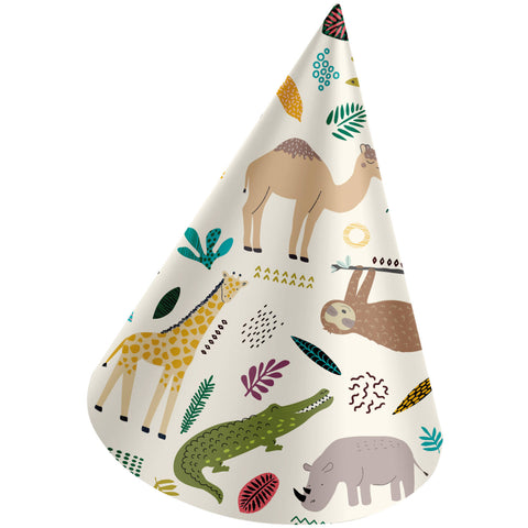 Paper Party Hats Zoo Party- 6 Pc