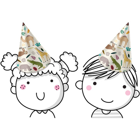 Paper Party Hats Zoo Party- 6 Pc