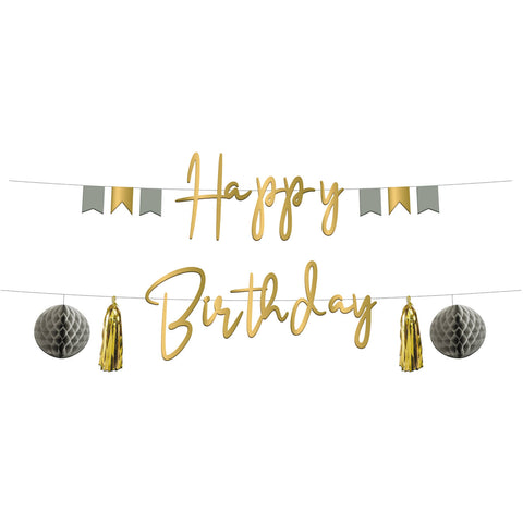 Paper Letter Banner Set Happy Birthday Golden Dawn- 4.5 Feet