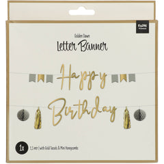 Paper Letter Banner Set Happy Birthday Golden Dawn- 4.5 Feet