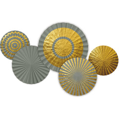 Paper Deco Fan Set Golden Dawn- 5pc