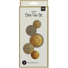 Paper Deco Fan Set Golden Dawn- 5pc