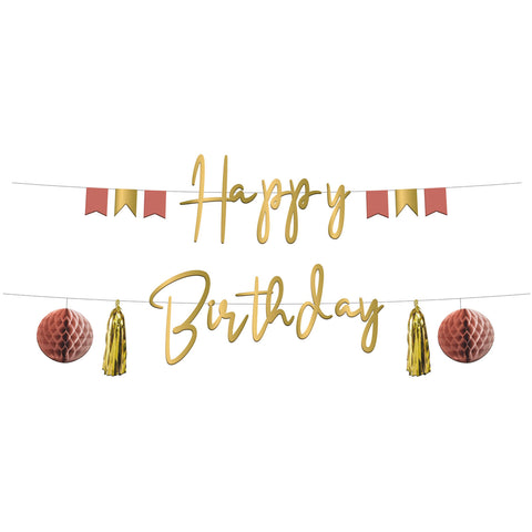 Paper Letter Banner Set Happy Birthday Golden Dusk- 4.5 Feet