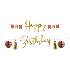 Paper Letter Banner Set Happy Birthday Golden Dusk- 4.5 Feet