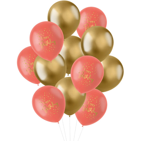 Happy Birthday Golden Dusk 12pc Latex Balloon (Helium/Air Filled) - 13 Inches