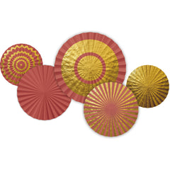 Paper Deco Fan Set Golden Dusk- 5pc