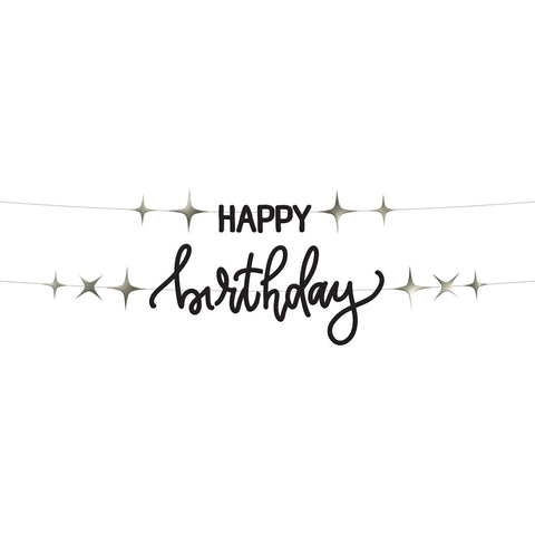 Paper Letter Banner Set Happy Birthday Crème Noir- 4.5 Feet