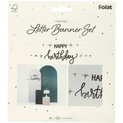 Paper Letter Banner Set Happy Birthday Crème Noir- 4.5 Feet