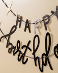 Paper Letter Banner Set Happy Birthday Crème Noir- 4.5 Feet