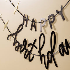 Paper Letter Banner Set Happy Birthday Crème Noir- 4.5 Feet