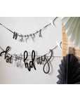 Paper Letter Banner Set Happy Birthday Crème Noir- 4.5 Feet