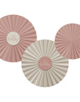 Paper Deco Fan Set Crème Rose- 3pc