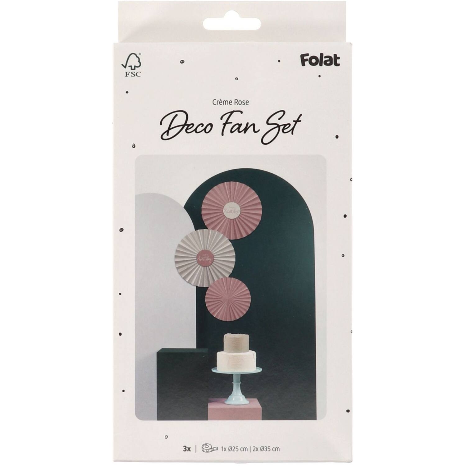 Paper Deco Fan Set Crème Rose- 3pc