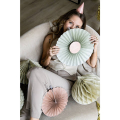 Paper Deco Fan Set Crème Rose- 3pc