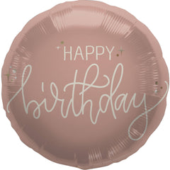 Round  Happy Birthday Crème Rose (Helium) - 18 Inches