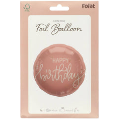 Round  Happy Birthday Crème Rose (Helium) - 18 Inches