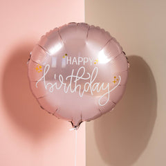 Round  Happy Birthday Crème Rose (Helium) - 18 Inches