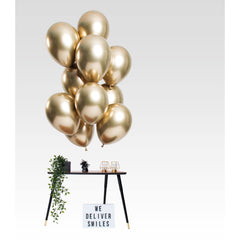 Let It Shine Gold 12pc Latex Balloon (Helium/Air Filled) - 11 Inches