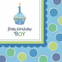 2 Ply Paper Dinner Napkins Sweet Lil Cupcake Boy 33cm*33cm-36 Pc