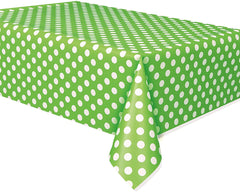 Plastic Table Cover 54In*84In Lime Green Polka - 1 Pc