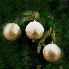 Glitter Gold Ball Ornament- 2Pc