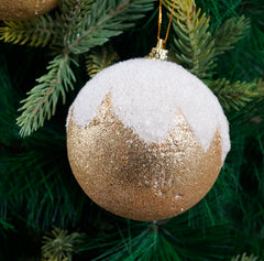 Glitter Gold Ball Ornament- 2Pc