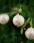 Glitter Gold Sequence Ball Ornament- 2Pc