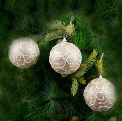 Glitter Gold Sequence Ball Ornament- 2Pc