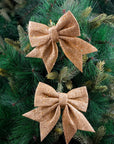 Glitter Gold Bow Ornament- 2Pc