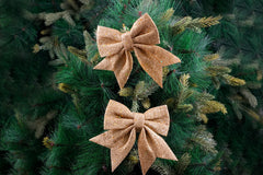 Glitter Gold Bow Ornament- 2Pc