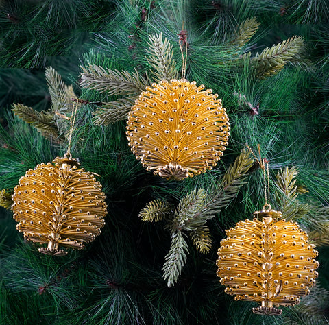 Glitter Gold  Ball Ornament- 2Pc