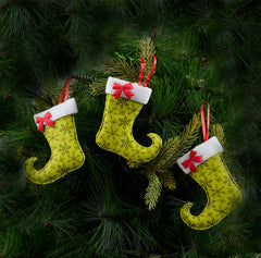 Green Stocking Ornament- 4Pc