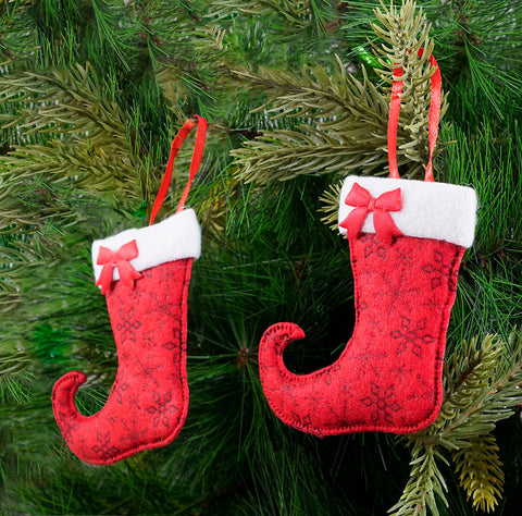 Red Stocking Ornament- 4Pc