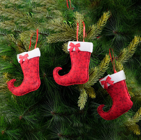 Red Stocking Ornament- 4Pc