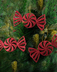 Glitter Red Candy Ornament- 6Pc