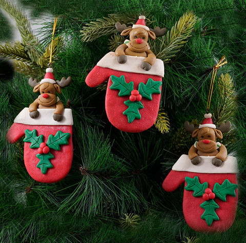 Reindeer Glove Soft Ceramic Ornament- 1Pc