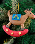 Rocking Reindeer Soft Ceramic Ornament- 2Pc