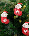 Santa Stocking Soft Ceramic Ornament- 2Pc