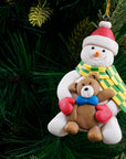 Snowman & Teddy Soft Ceramic Ornament- 2Pc