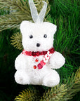 White Teddy Ornament- 6Pc