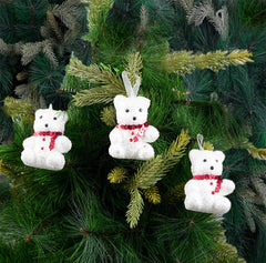 White Teddy Ornament- 6Pc