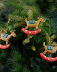 Rocking Reindeer Soft Ceramic Ornament- 2Pc