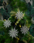 Silver Glitter Snow Flake Ornament- 6Pc