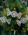 Glitter Silver Candy Ornament- 6Pc