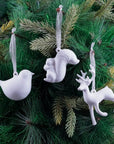 Luxe Assorted White Woodland Ornament- 3Pc