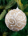 Glitter Gold Sequence Ball Ornament- 2Pc