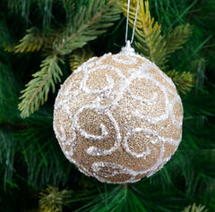 Glitter Gold Sequence Ball Ornament- 2Pc