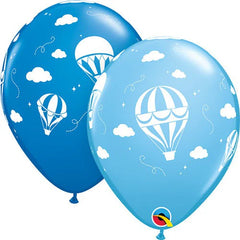 Hot Air Balloons Blue Latex Balloon (Helium/Air Filled) - 11 Inches