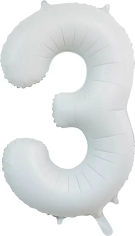 Number 3 Satin White (Helium) - 34 Inches